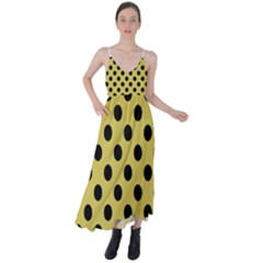 Polka Dots Black On Ceylon Yellow Tie Back Maxi Dress by FashionBoulevard