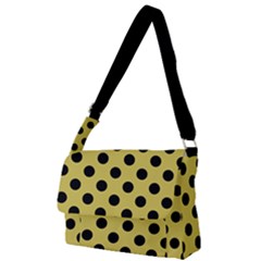 Polka Dots Black On Ceylon Yellow Full Print Messenger Bag (l)