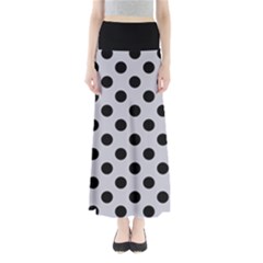 Polka Dots Black On Cloudy Grey Full Length Maxi Skirt