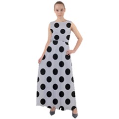 Polka Dots Black On Cloudy Grey Chiffon Mesh Boho Maxi Dress by FashionBoulevard