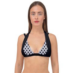 Polka Dots Black On Cloudy Grey Double Strap Halter Bikini Top by FashionBoulevard