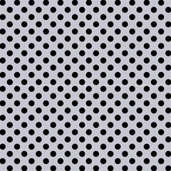 Polka Dots Black On Cloudy Grey Fabric