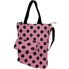 Polka Dots Black On Flamingo Pink Shoulder Tote Bag by FashionBoulevard