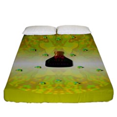 Birds And Sunshine With A Big Bottle Peace And Love Fitted Sheet (california King Size)