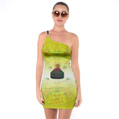Birds And Sunshine With A Big Bottle Peace And Love One Soulder Bodycon Dress by pepitasart