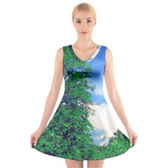 Drawing Of A Summer Day V-neck Sleeveless Dress by Fractalsandkaleidoscopes