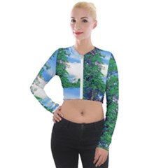 Drawing Of A Summer Day Long Sleeve Cropped Velvet Jacket by Fractalsandkaleidoscopes