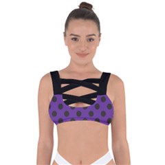 Polka Dots Black On Imperial Purple Bandaged Up Bikini Top by FashionBoulevard