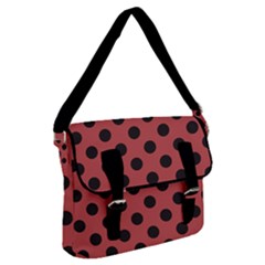 Polka Dots Black On Indian Red Buckle Messenger Bag by FashionBoulevard
