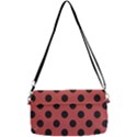 Polka Dots Black On Indian Red Removable Strap Clutch Bag View2