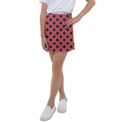 Polka Dots Black On Indian Red Kids  Tennis Skirt by FashionBoulevard