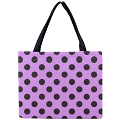 Polka Dots Black On Lavender Purple Mini Tote Bag by FashionBoulevard