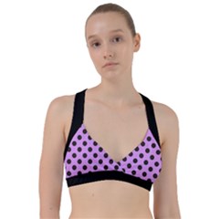 Polka Dots Black On Lavender Purple Sweetheart Sports Bra by FashionBoulevard