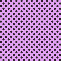 Polka Dots Black On Lavender Purple Fabric by FashionBoulevard