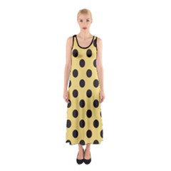 Polka Dots Black On Mellow Yellow Sleeveless Maxi Dress by FashionBoulevard