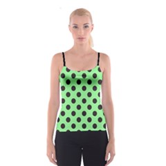 Polka Dots Black On Mint Green Spaghetti Strap Top