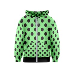 Polka Dots Black On Mint Green Kids  Zipper Hoodie