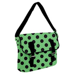 Polka Dots Black On Mint Green Buckle Messenger Bag by FashionBoulevard