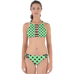 Polka Dots Black On Mint Green Perfectly Cut Out Bikini Set