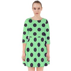 Polka Dots Black On Mint Green Smock Dress