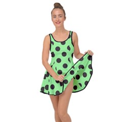 Polka Dots Black On Mint Green Inside Out Casual Dress