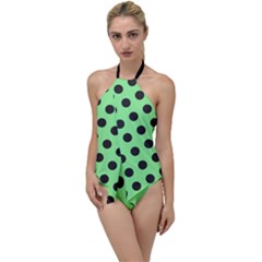 Polka Dots Black On Mint Green Go With The Flow One Piece Swimsuit