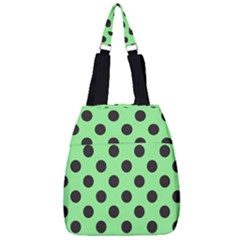 Polka Dots Black On Mint Green Center Zip Backpack