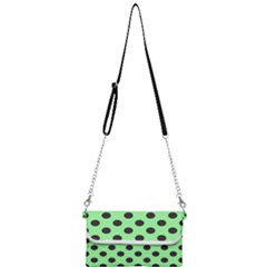 Polka Dots Black On Mint Green Mini Crossbody Handbag by FashionBoulevard