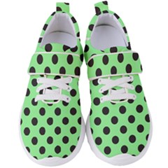 Polka Dots Black On Mint Green Women s Velcro Strap Shoes