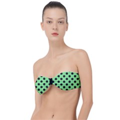 Polka Dots Black On Mint Green Classic Bandeau Bikini Top 