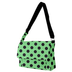 Polka Dots Black On Mint Green Full Print Messenger Bag (m)