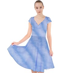 Wavy Cloudspa110232 Cap Sleeve Front Wrap Midi Dress