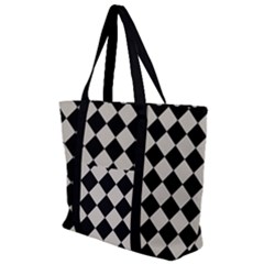 Block Fiesta Black And Abalone Grey Zip Up Canvas Bag by FashionBoulevard