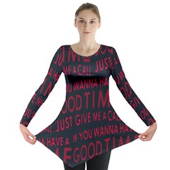 Motivational Phrase Motif Typographic Collage Pattern Long Sleeve Tunic  by dflcprintsclothing