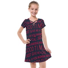 Motivational Phrase Motif Typographic Collage Pattern Kids  Cross Web Dress by dflcprintsclothing