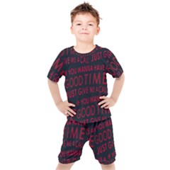 Motivational Phrase Motif Typographic Collage Pattern Kids  Tee And Shorts Set by dflcprintsclothing