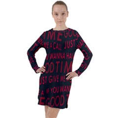 Motivational Phrase Motif Typographic Collage Pattern Long Sleeve Hoodie Dress by dflcprintsclothing