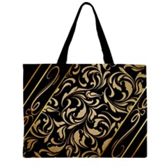 Black Adn Gold Leaves Zipper Mini Tote Bag by AngelsForMe