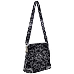 Black And White Pattern Zipper Messenger Bag by Sobalvarro