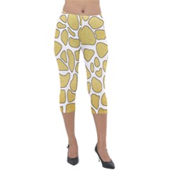 Maculato Gold Lightweight Velour Capri Leggings 