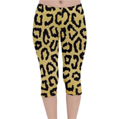 Ghepard Gold  Velvet Capri Leggings  by AngelsForMe