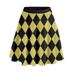 Block Fiesta Black And Ceylon Yellow High Waist Skirt by FashionBoulevard