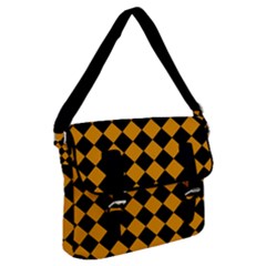 Block Fiesta Black And Honey Orange Buckle Messenger Bag by FashionBoulevard