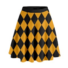 Block Fiesta Black And Honey Orange High Waist Skirt by FashionBoulevard