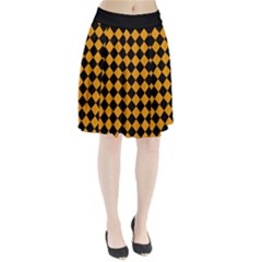 Block Fiesta Black And Honey Orange Pleated Skirt by FashionBoulevard