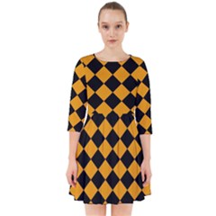 Block Fiesta Black And Honey Orange Smock Dress