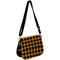 Block Fiesta Black And Honey Orange Saddle Handbag by FashionBoulevard