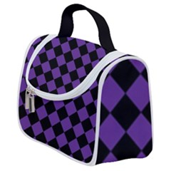 Block Fiesta Black And Imperial Purple Satchel Handbag by FashionBoulevard
