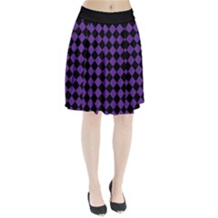 Block Fiesta Black And Imperial Purple Pleated Skirt by FashionBoulevard