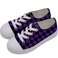 Block Fiesta Black And Imperial Purple Kids  Low Top Canvas Sneakers by FashionBoulevard